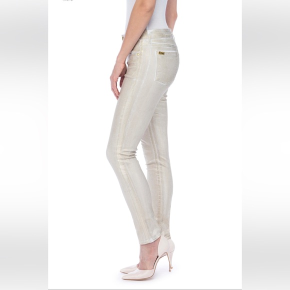 NWT Badgley Mischka X Parker Smith - Gold Mid-Rise Skinny LIMITED EDITION - Picture 6 of 14
